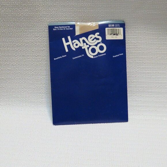 Hanes Too Sheer Pantyhose Reinforced Toe Size CD Travel Buff - Picture 1 of 2